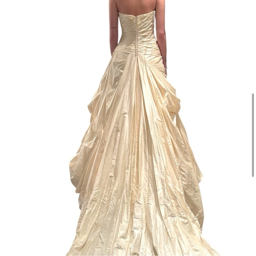 NWT ENZOANI Erica Light Ivory/Antique Gold Koyna Silk Princess Dress (6) - Picture 7 of 14